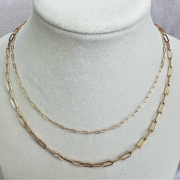 14k Gold Filled 3mm Paperclip Chain Necklace - Picture 8 of 10
